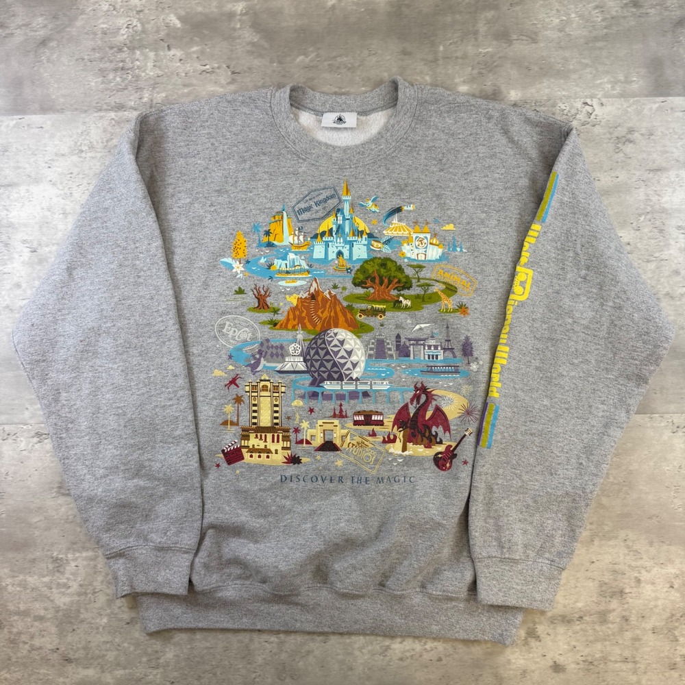 Disney Parks Discover the Magic Walt Disney World Gray Graphic Sweatshirt Large